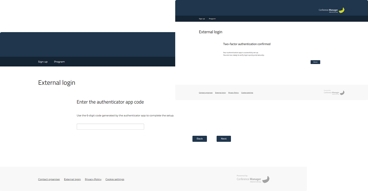 Enter the six-digit authenticator code