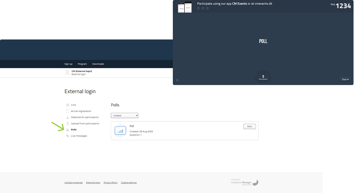 Start a poll from external login