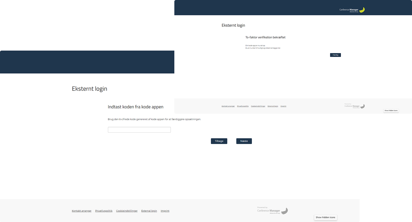 Indtast den 6-cifrede kode fra authenticator-appen