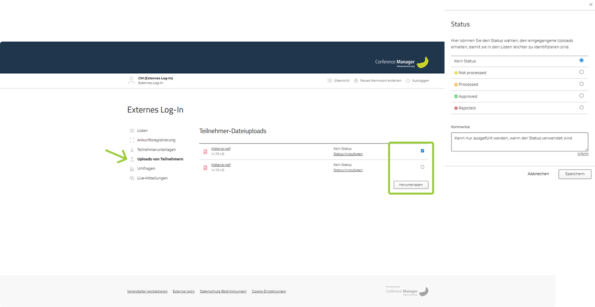 Von Teilnehmenden hochgeladene Dateien