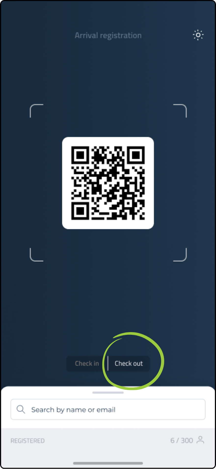 Check out highlighted at the bottom of the arrival registration screen
