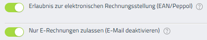 Einstellungen für elektronische Rechnungsstellung und ausschließlich E-Rechnungen
