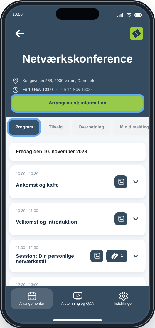 CM Events arrangementsskærm