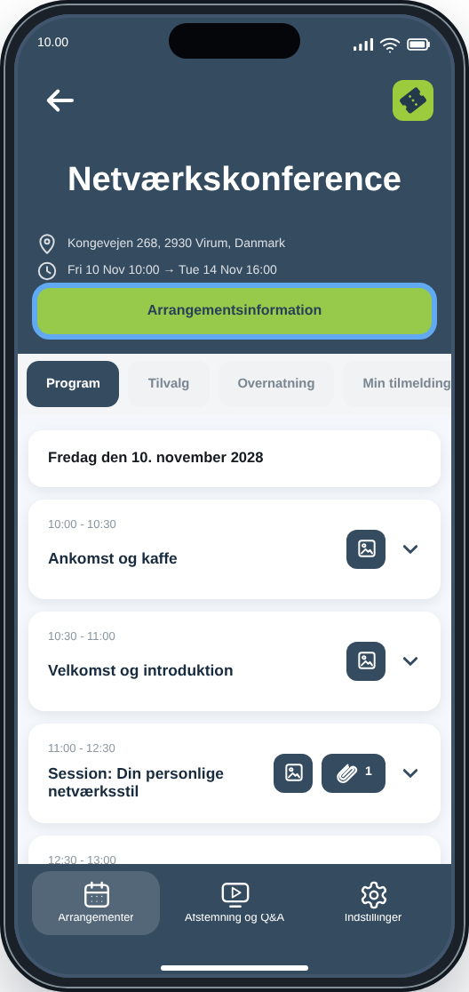 CM Events arrangementsskærm