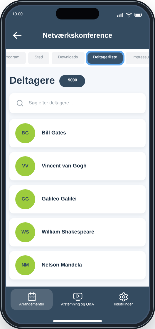 CM Events deltagerliste