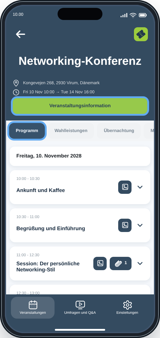 CM Events Veranstaltungsansicht