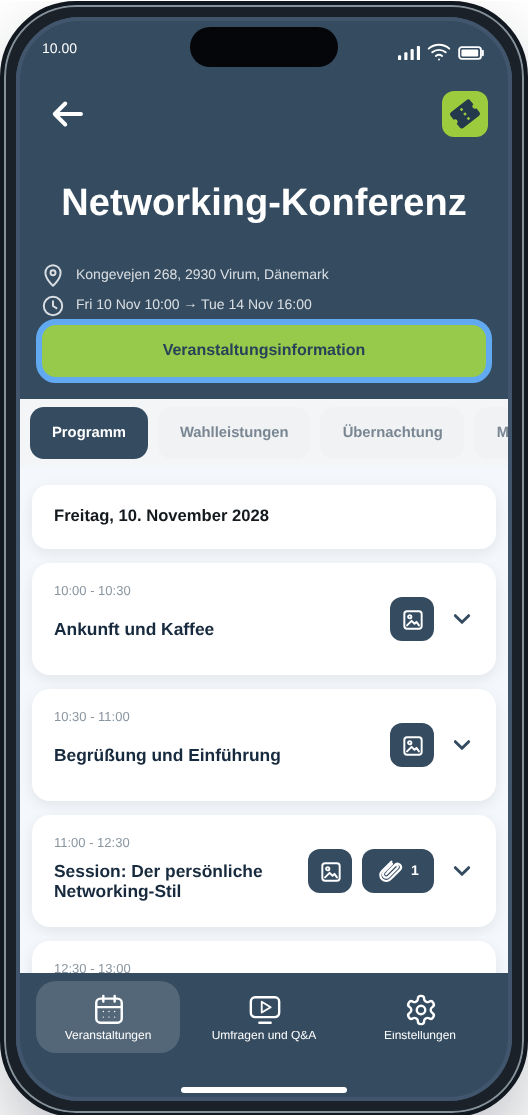 CM Events Veranstaltungsansicht
