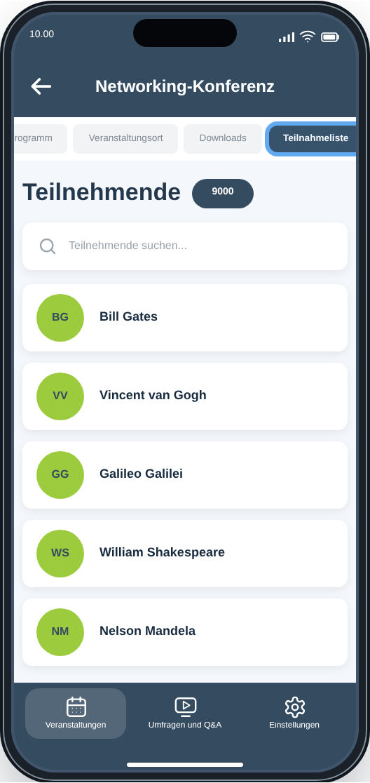 CM Events Teilnahmeliste