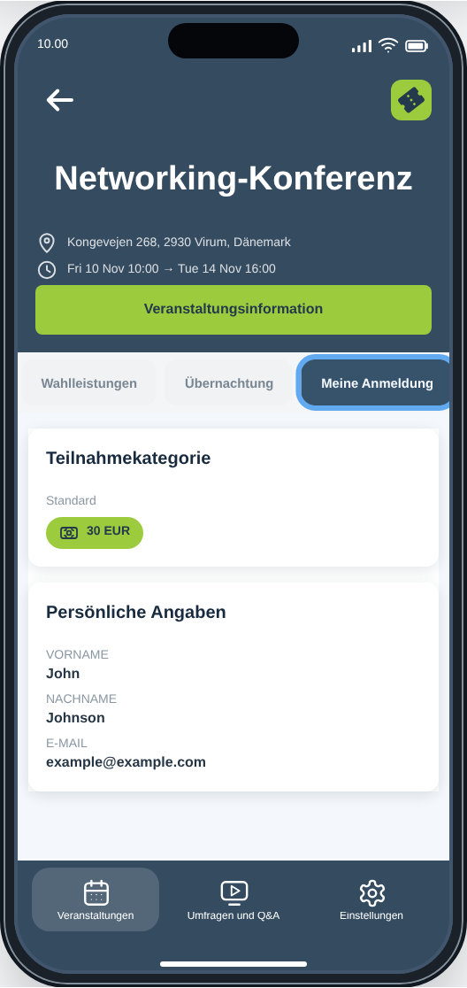 CM Events Meine Anmeldung