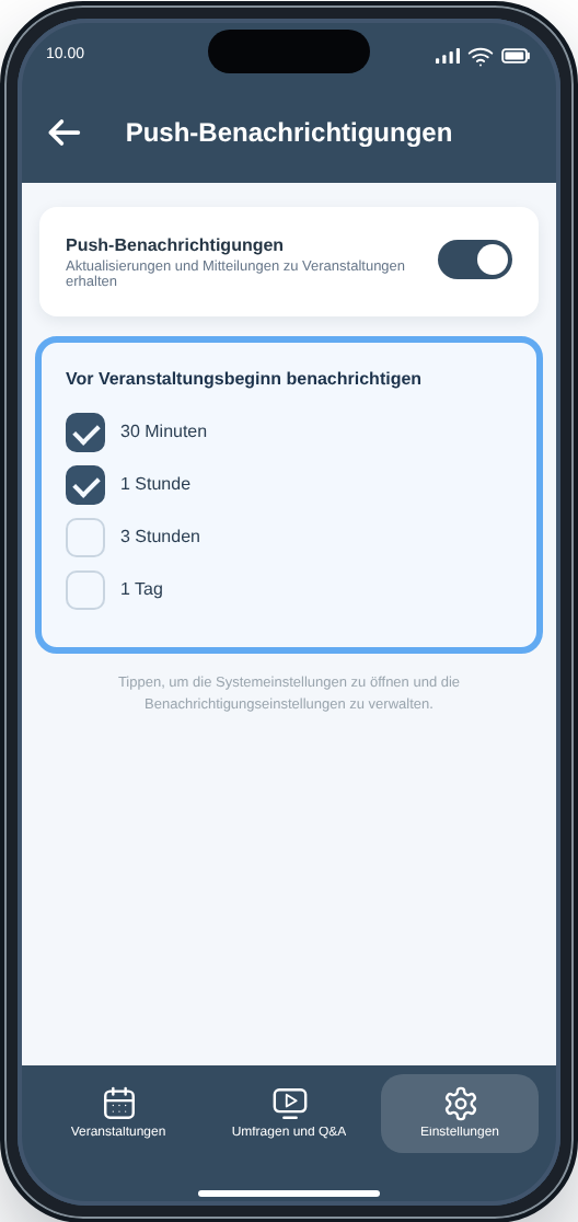 CM Events Push-Benachrichtigungen