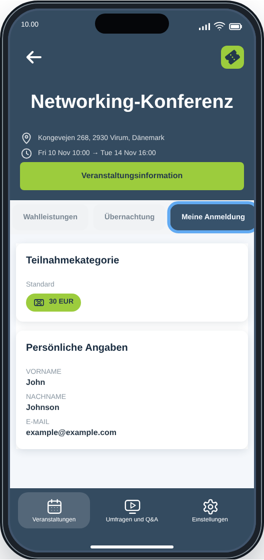 CM Events Meine Anmeldung