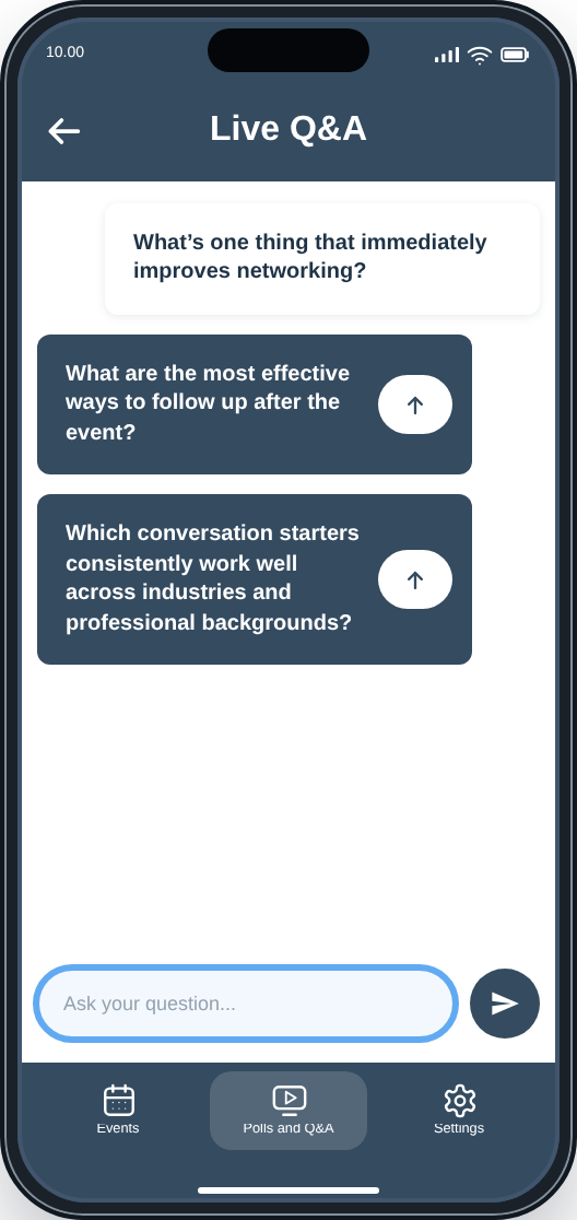 CM Events Live Q&A screen