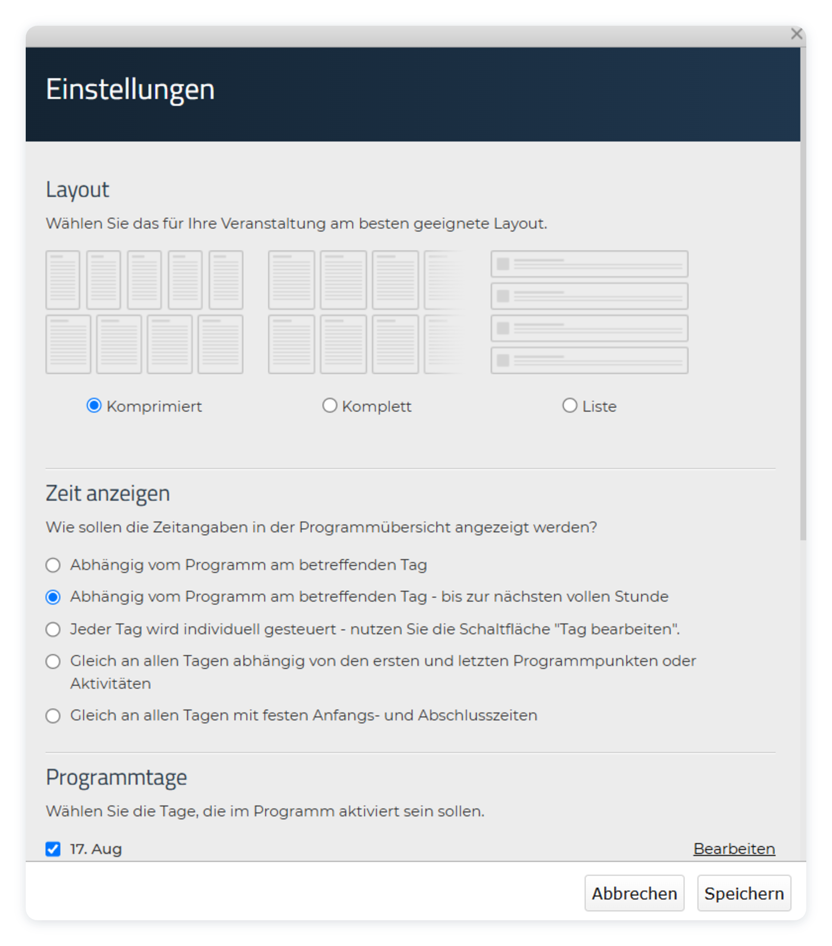 Programmeinstellungen