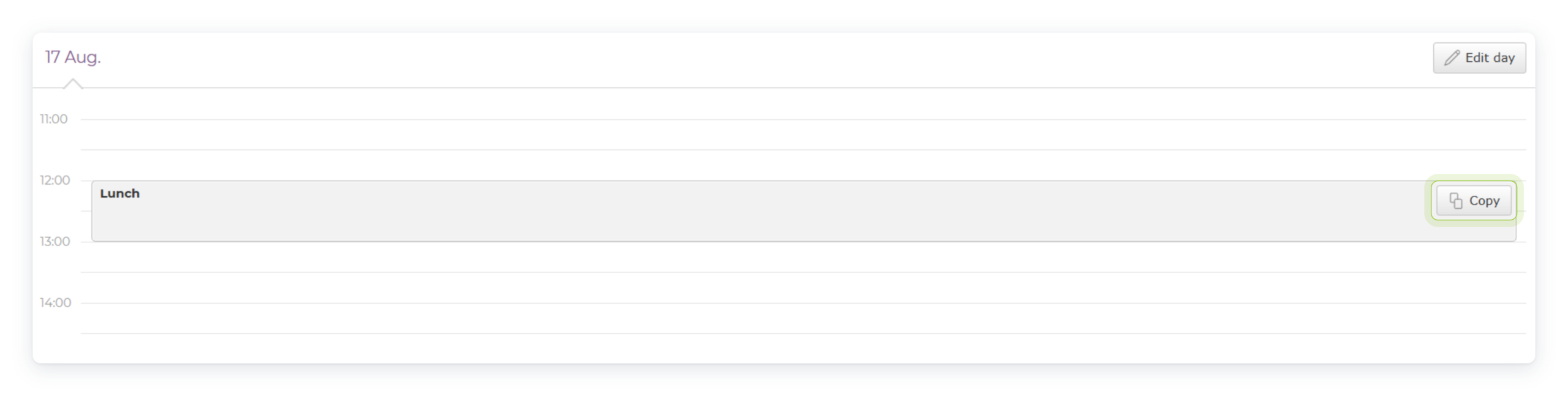 Copy button on an existing programme track
