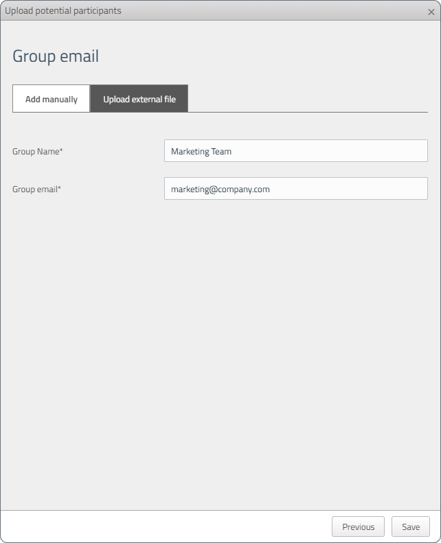 Adding a group email manually