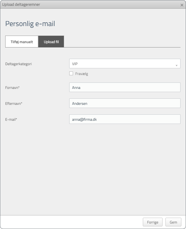 Tilføj en personlig e-mailadresse manuelt