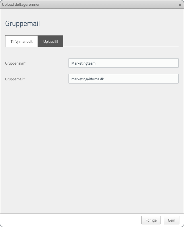 Tilføj en gruppemail manuelt