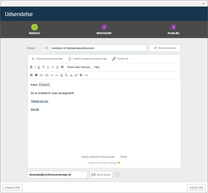 Udsendelse trin 1: Indhold
