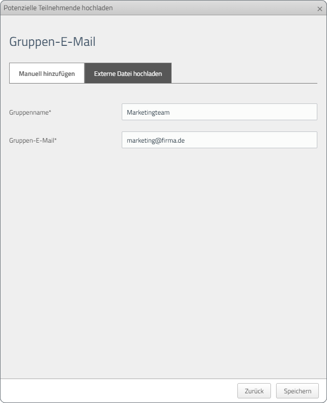 Eine Gruppen-E-Mail manuell hinzufügen